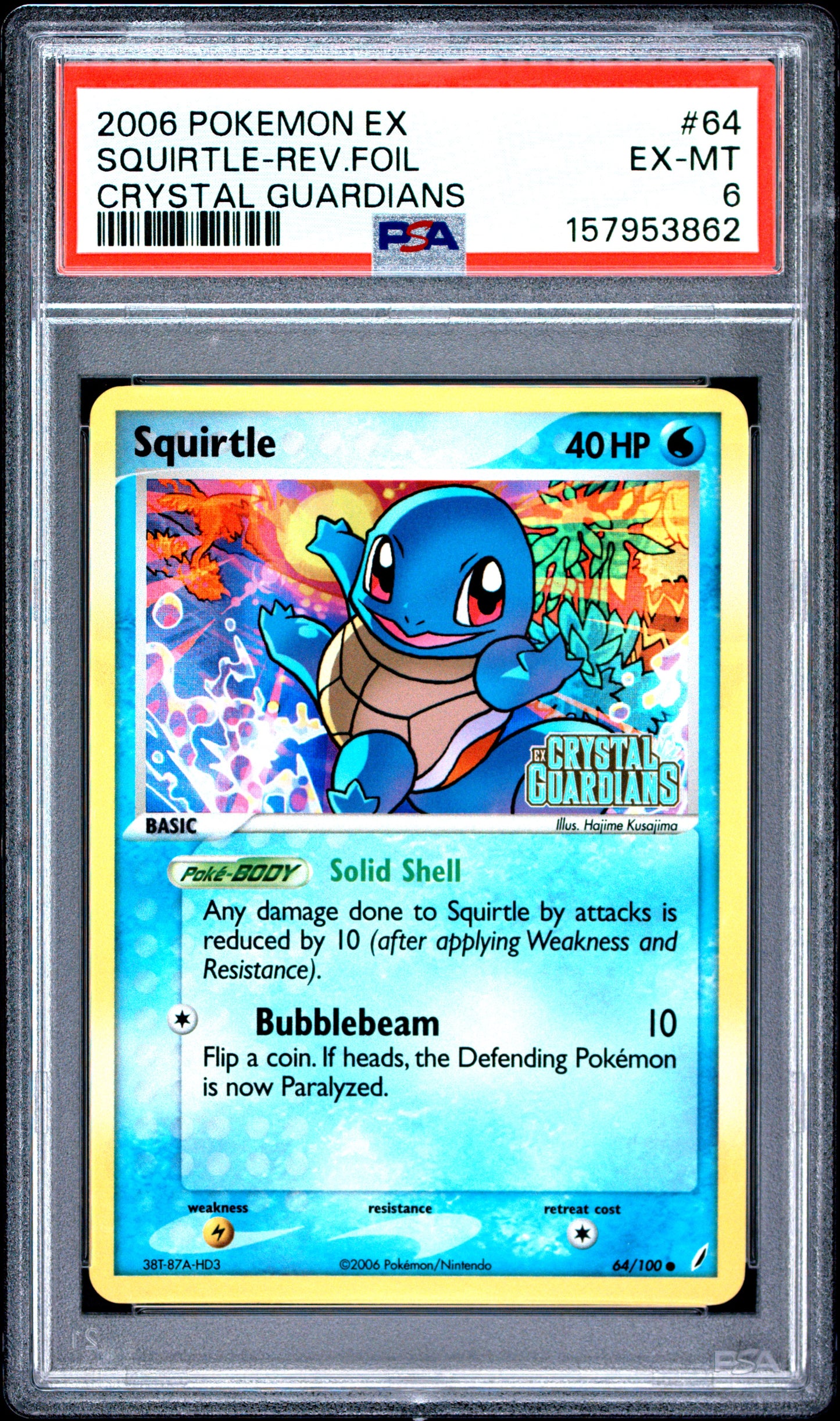 Graded Squirtle Reverse Holo (64/100) - Crystal Guardians - PSA 6