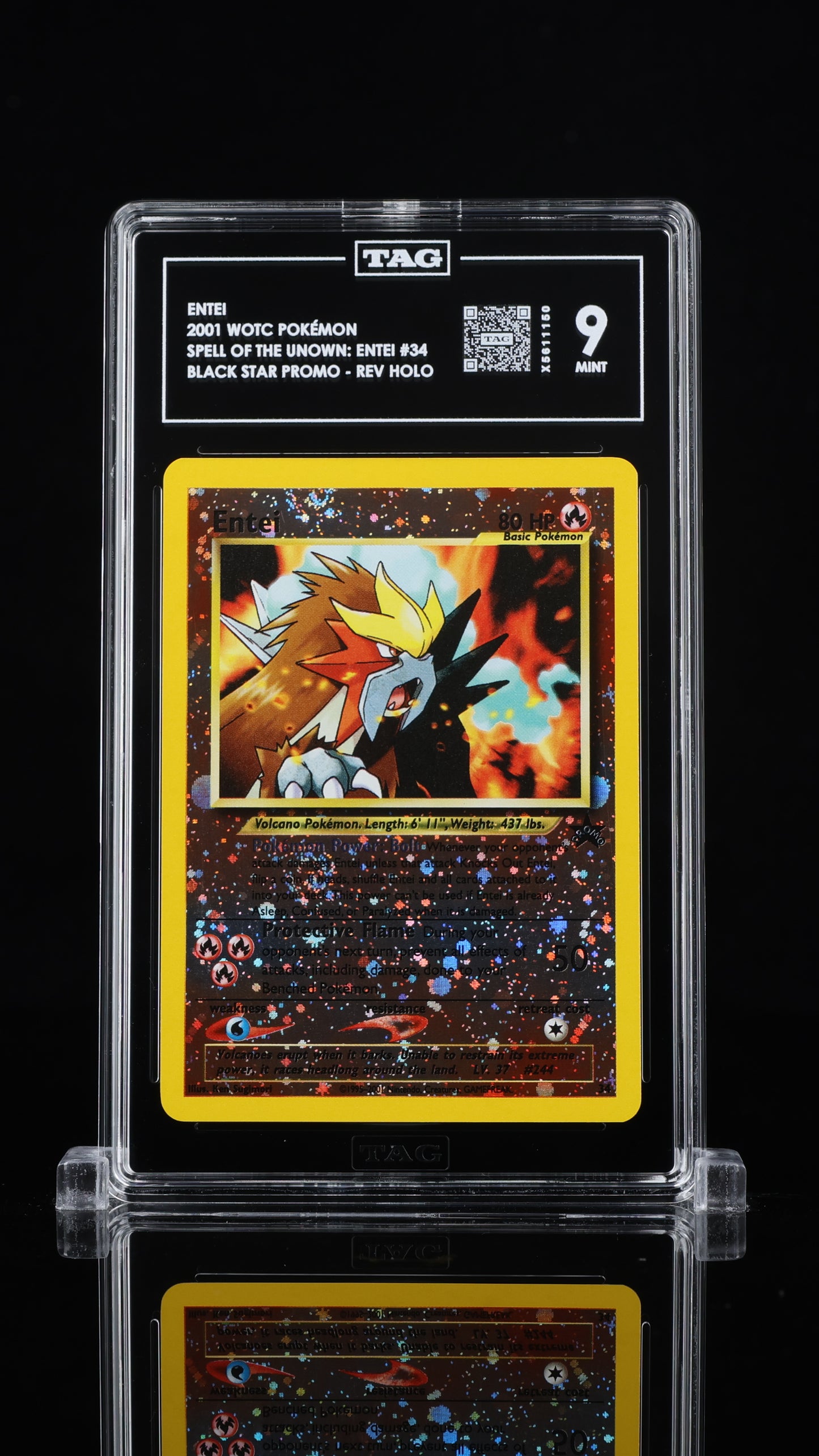 Graded Entei (34) PROMO Reverse Holo Spell Of The Unown: Entei - TAG Mint 9