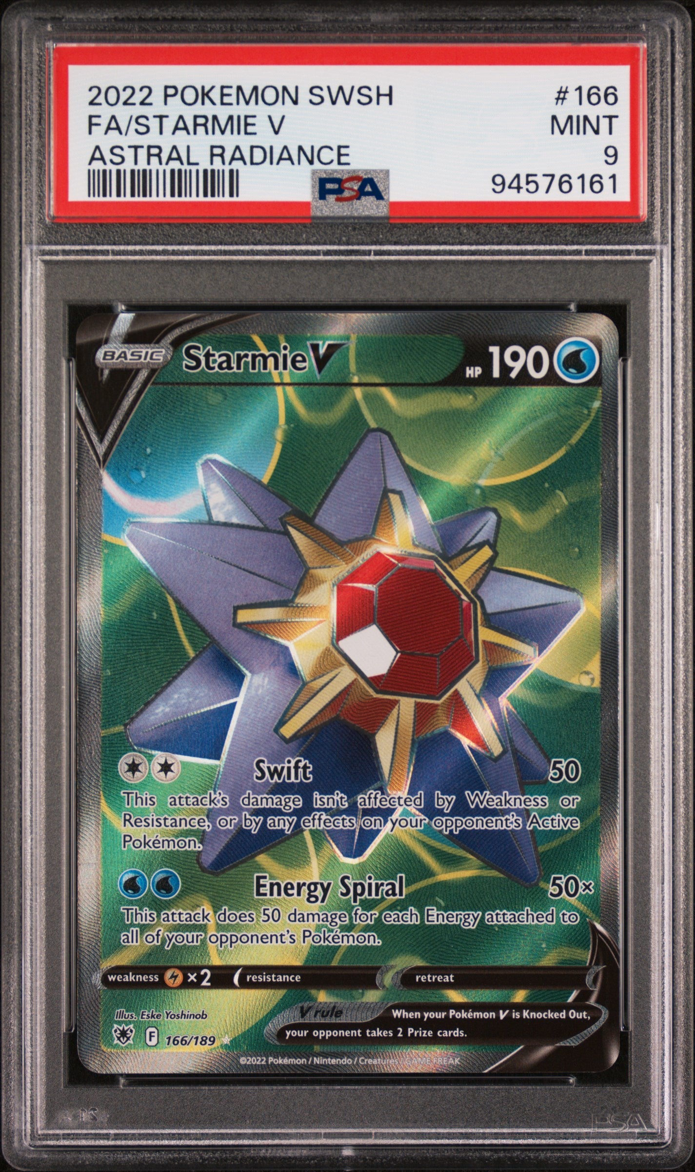 Graded Starmie V (166/189) Astral Radiance - PSA 9