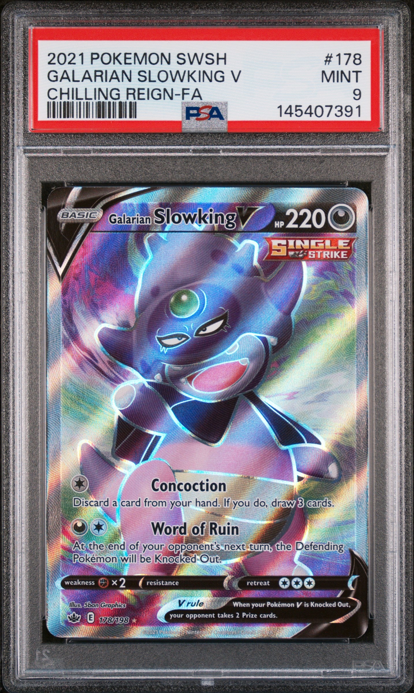 Graded Galarian Slowking V (178/198) Chilling Reign - PSA 9
