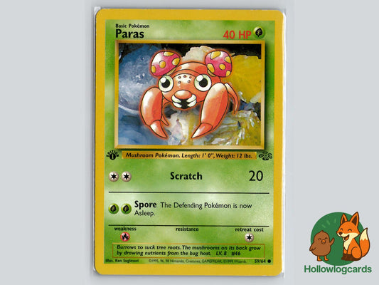 1st Edition Paras (59/64) - Jungle Pokémon Card