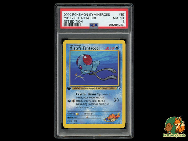 Graded 1st Edition Misty's Tentacool (57/132) - Gym Heroes - PSA 8