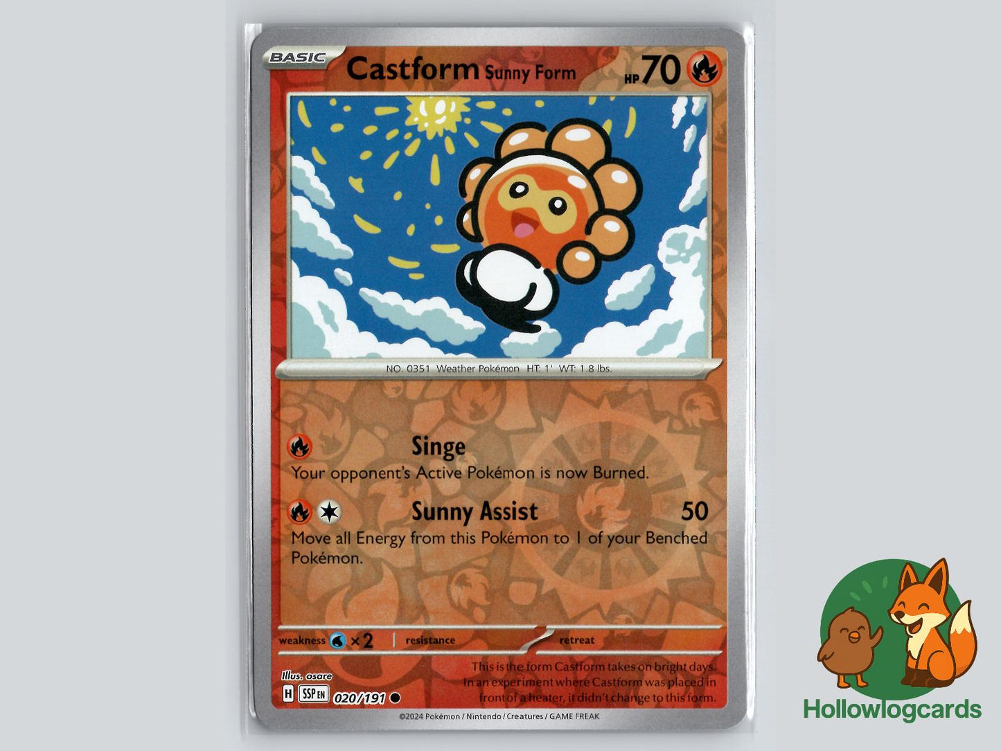 Castform Sunny Form (020/191) - Surging Sparks Pokémon Card