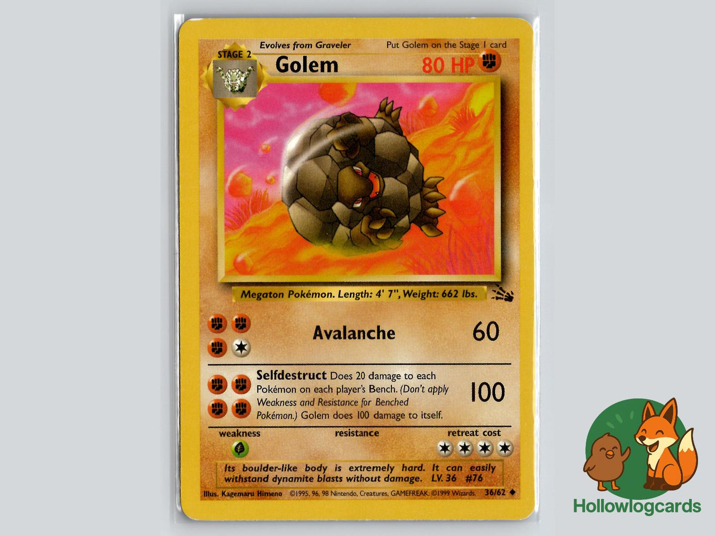 Golem (36/62) - Fossil Pokémon Card