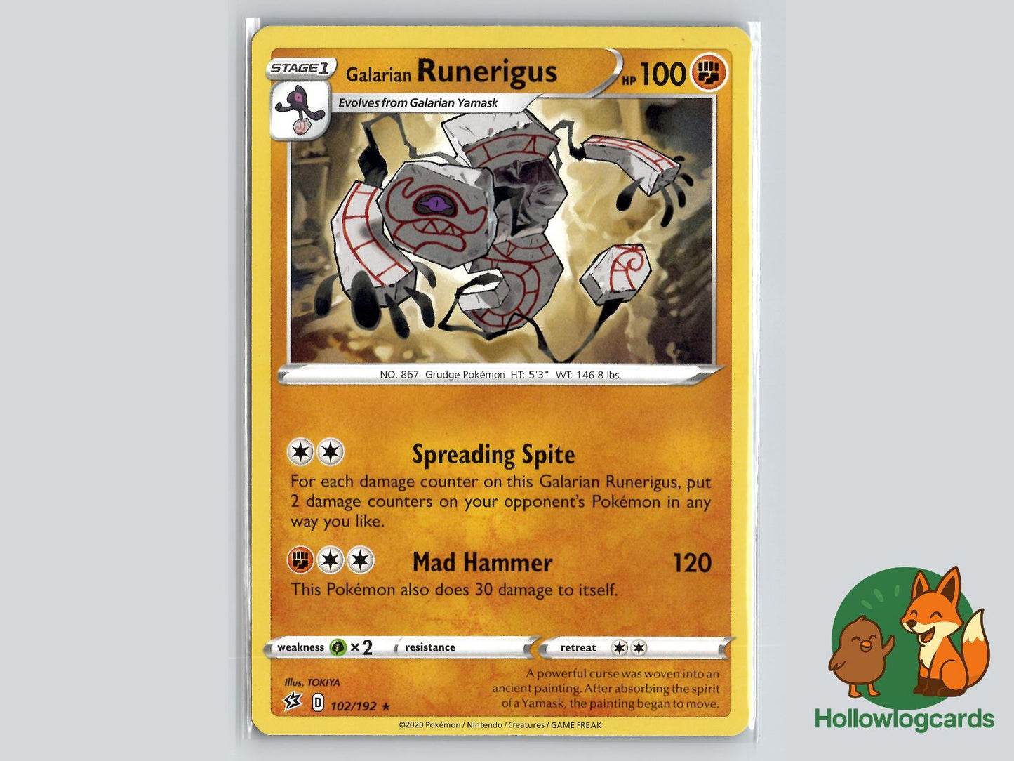 Galarian Runerigus (102/192) - Rebel Clash Pokémon Card