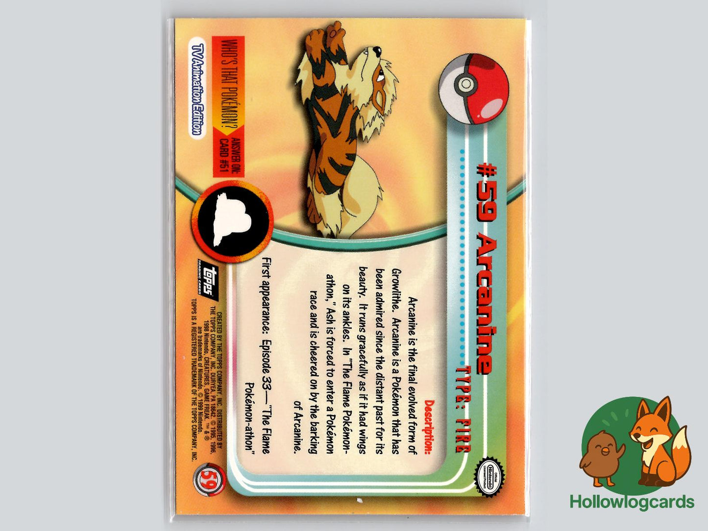 Arcanine (#59) - Topps Trading Cards Series 1