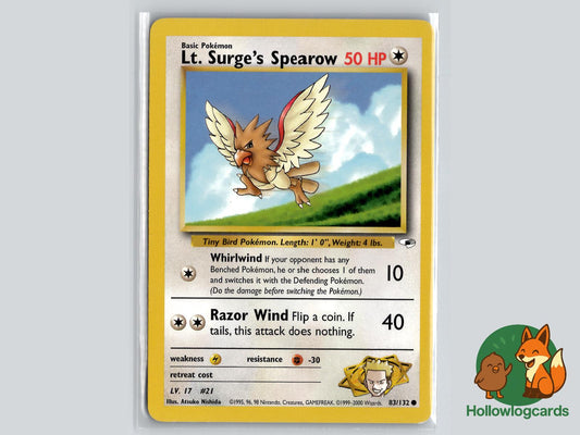 Lt. Surge's Spearow (83/132) - Gym Heroes Pokémon Card
