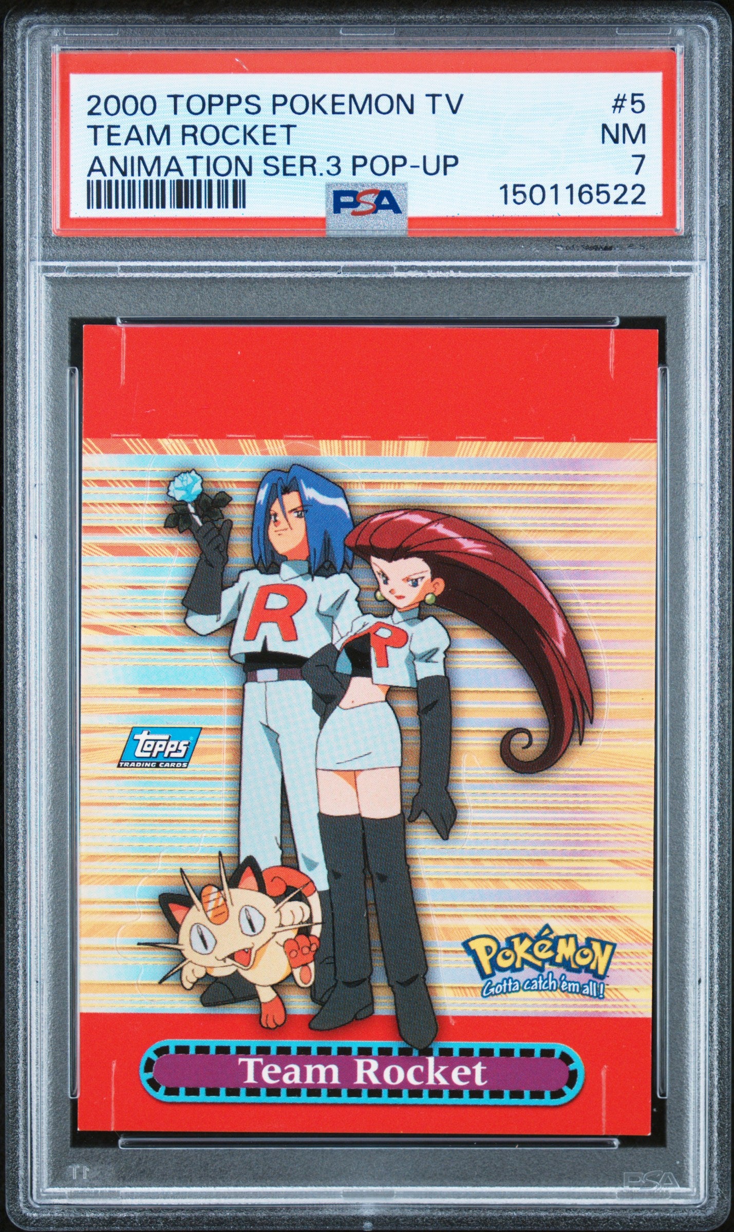 Graded Team Rocket (5/82) Topps Tv Animation 3 Pop - up - PSA 7