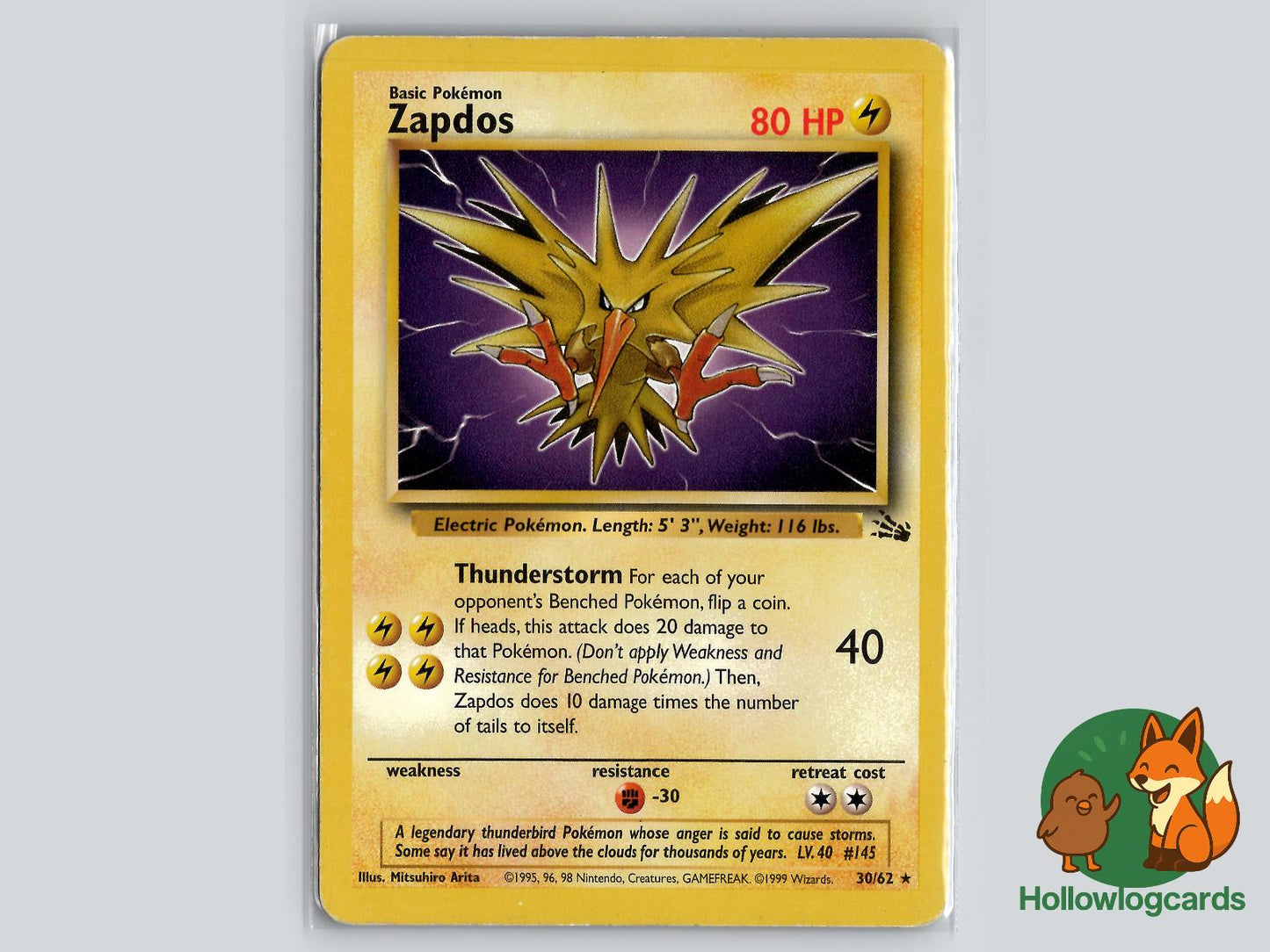 Zapdos (30/62) - Fossil Pokémon Card