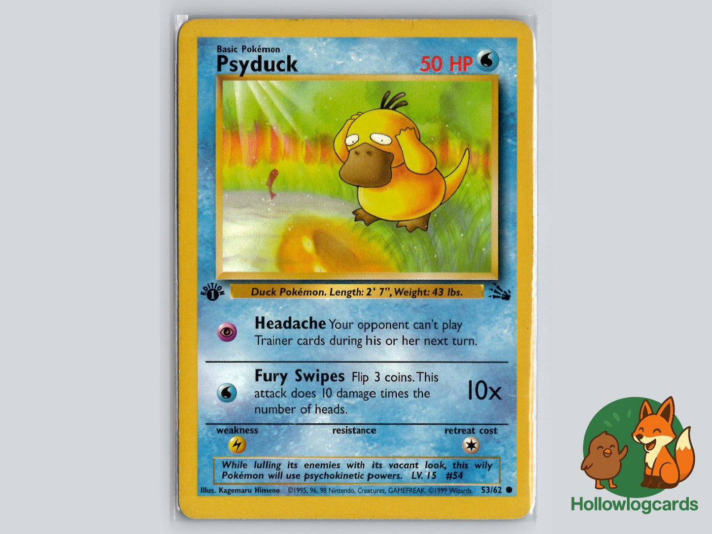 1st Edition Psyduck (53/62) - Fossil Pokémon Card