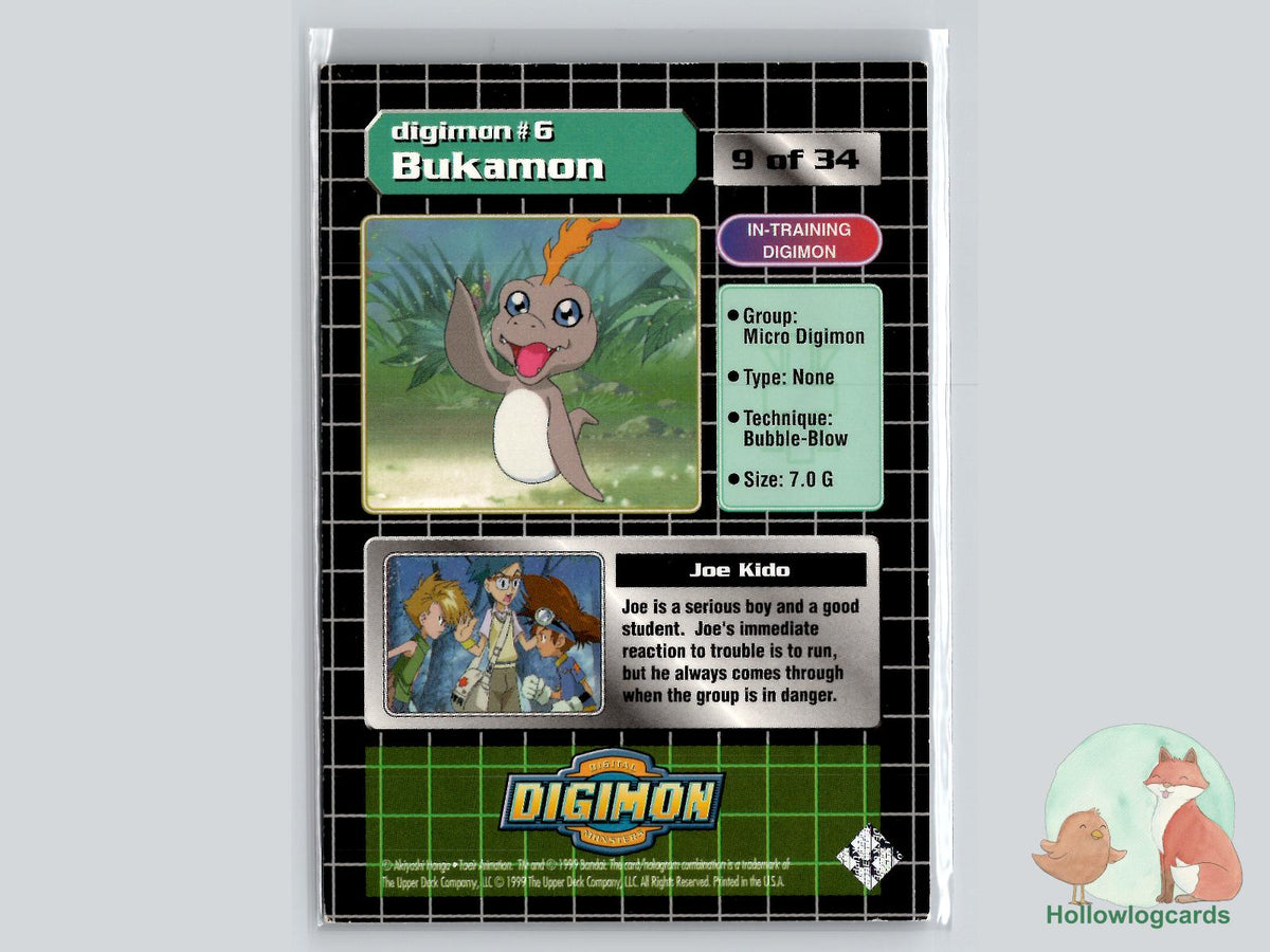 Joe & Bukamon #6 (9/34) Silver Prism Holo Exclusive Preview Stamped - 1999 Upper Deck Digimon