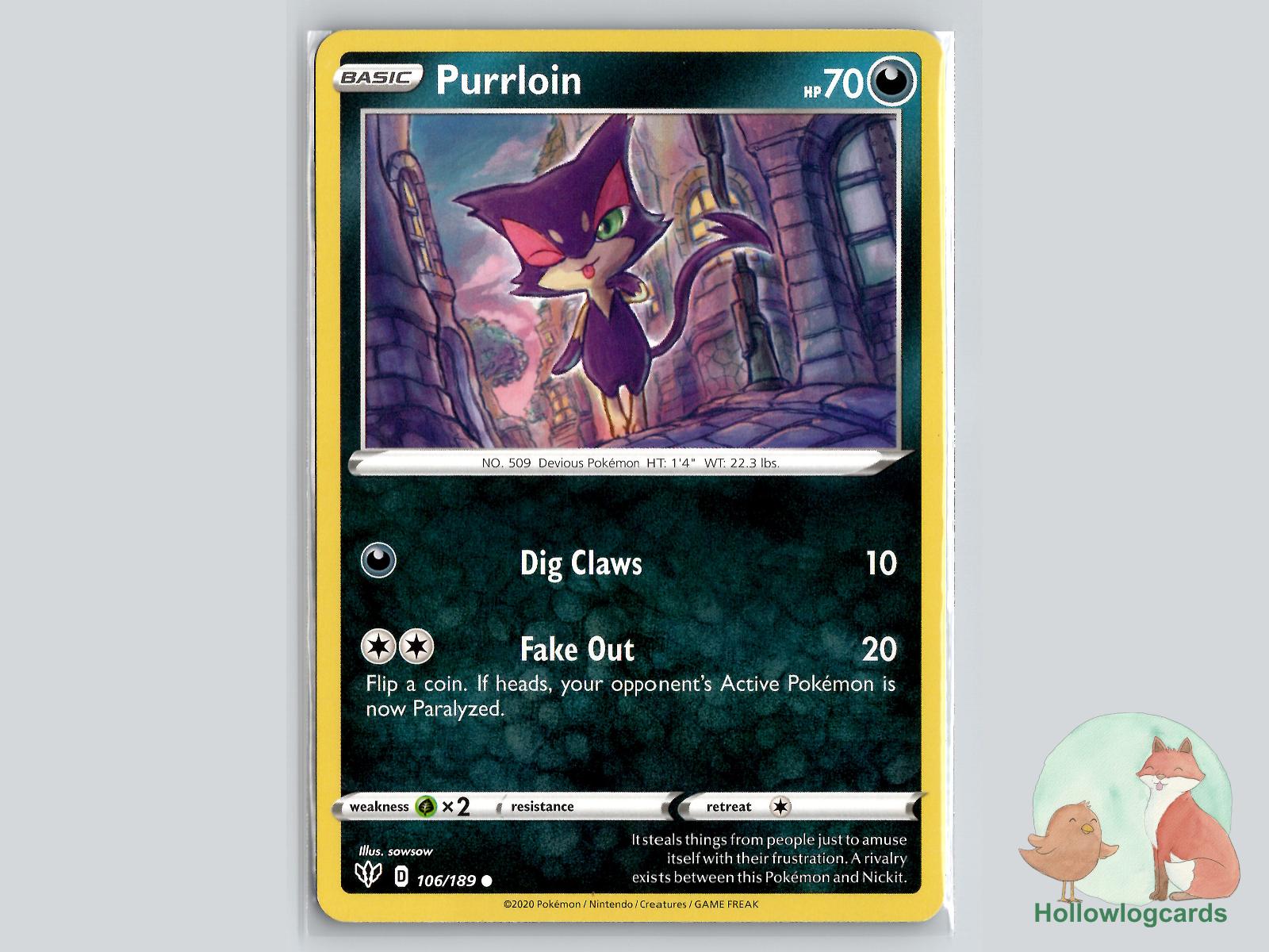 Purrloin (106/189) - Darkness Ablaze Pokémon Card