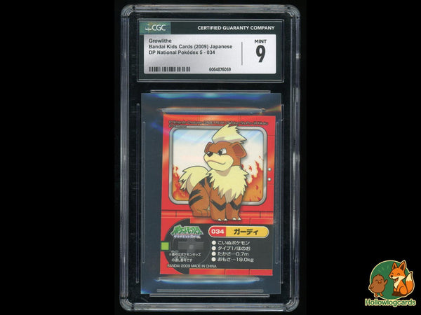 Graded Growlithe (034) Bandai Kids Dp National PokeDex 5 - CGC Mint 9 - Jap