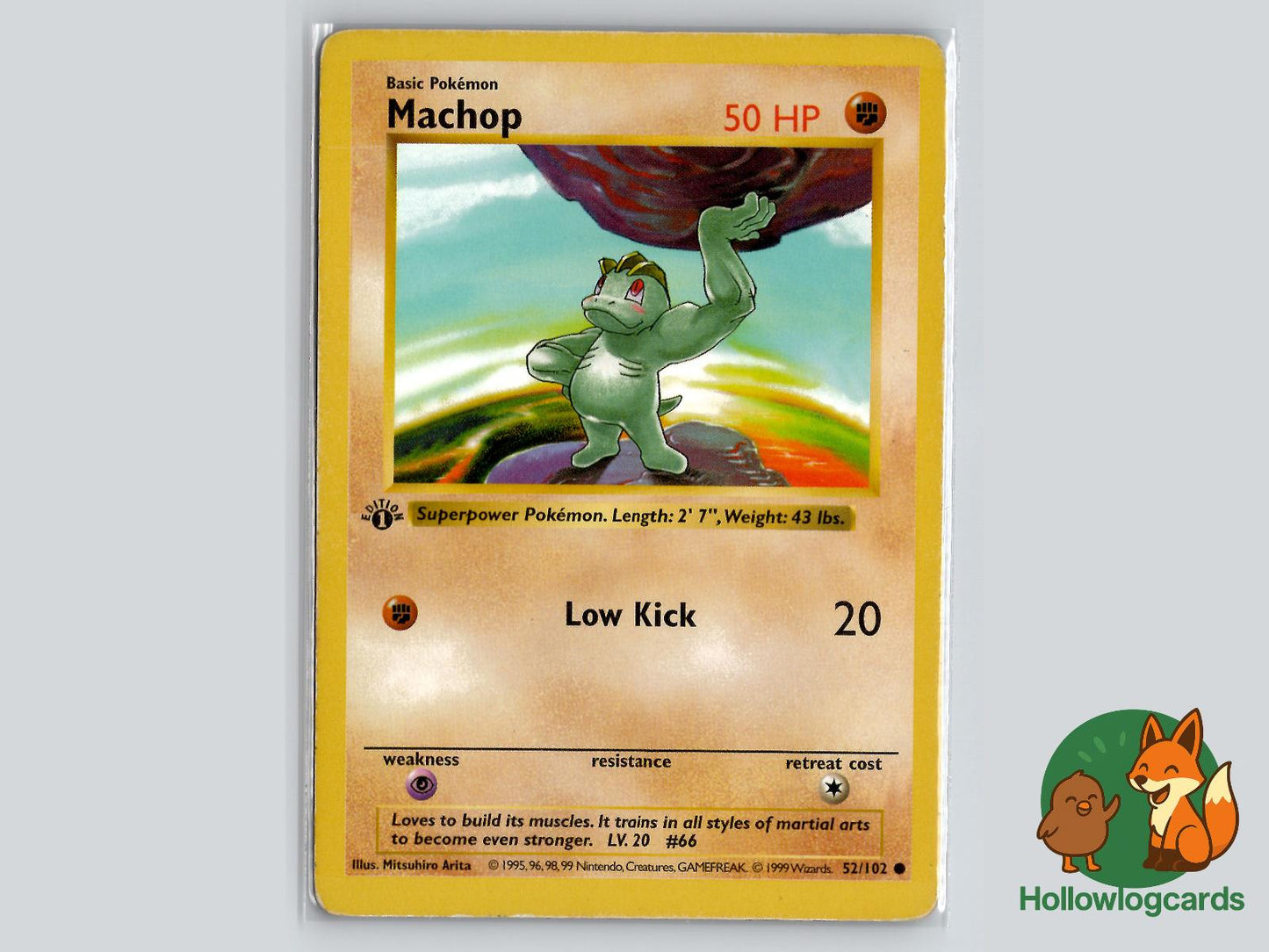 1st Edition Machop (52/102) - Base Pokémon Card
