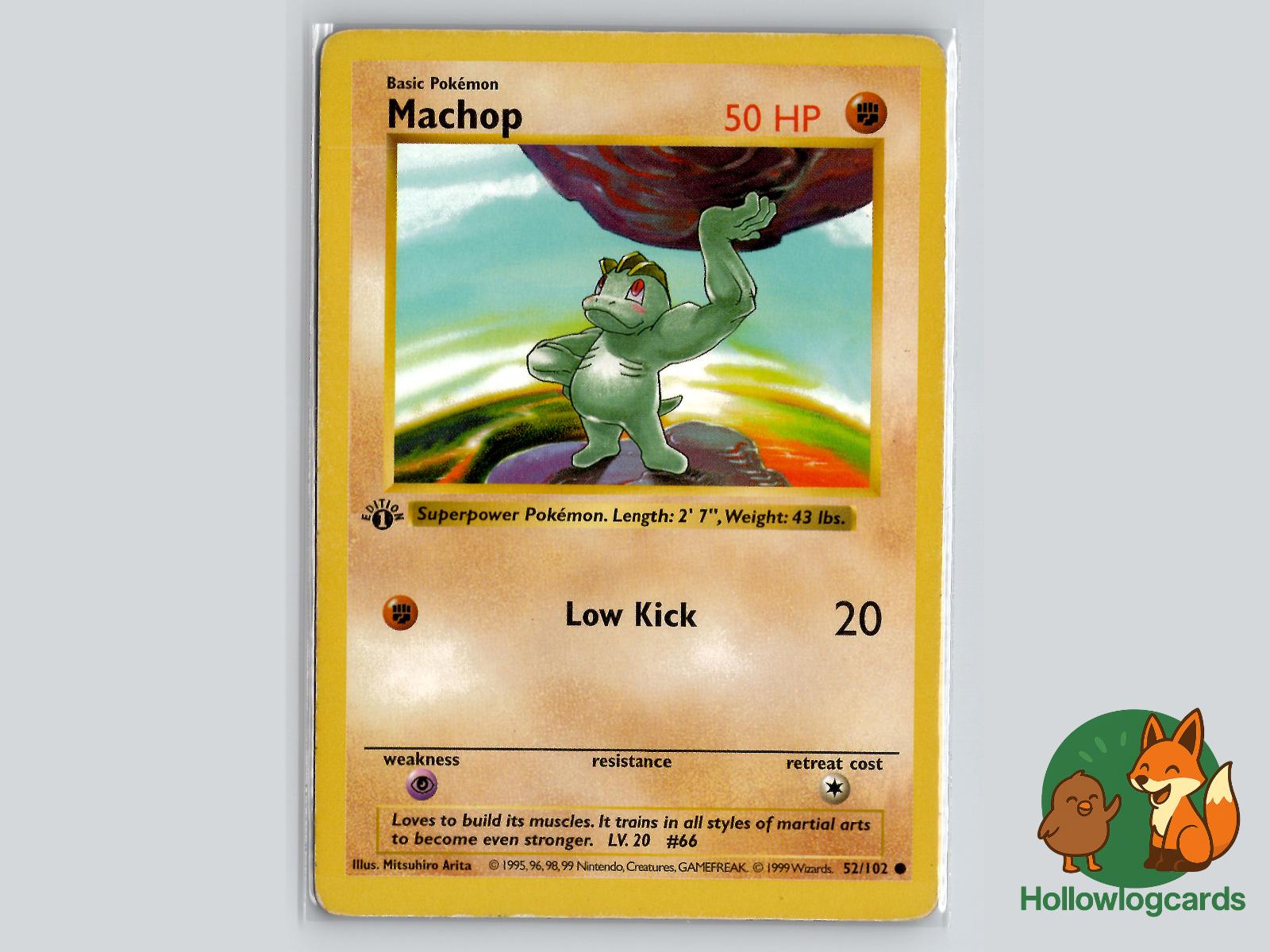 1st Edition Machop (52/102) - Base Pokémon Card