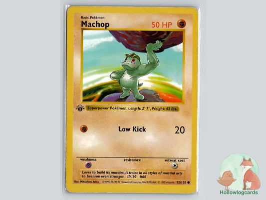 1st Edition Machop (52/102) - Base Pokémon Card