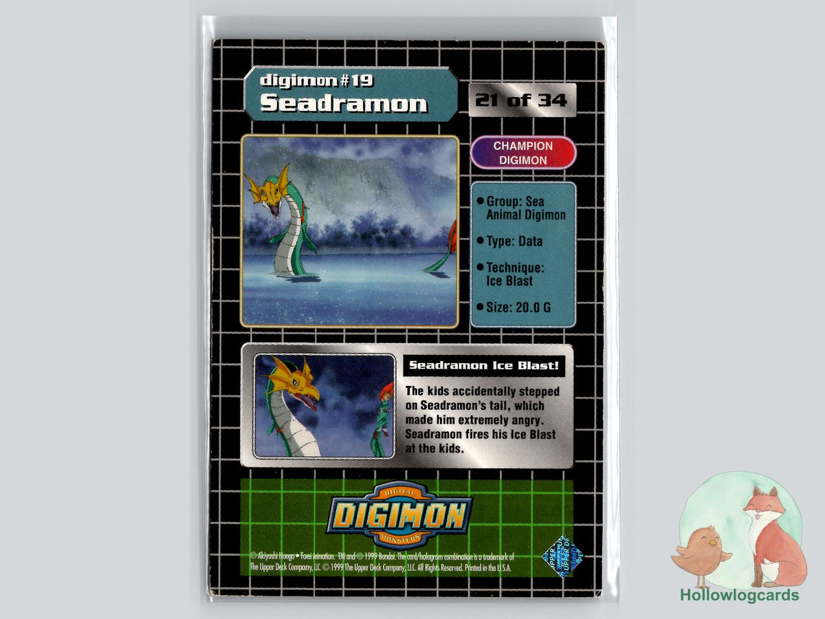 Seadramon #19 (21/34) Exclusive Preview Stamped - 1999 Upper Deck Digimon