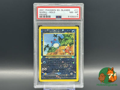 Graded Marill (Magikarp)(11/18) - Southern Islands - Reverse Holo Swirl - PSA 8  - Promo