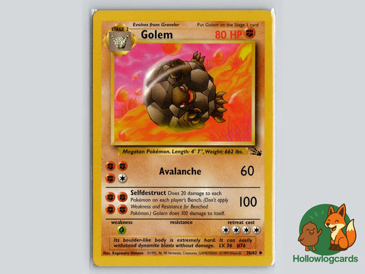 Golem (36/62) - Fossil Pokémon Card