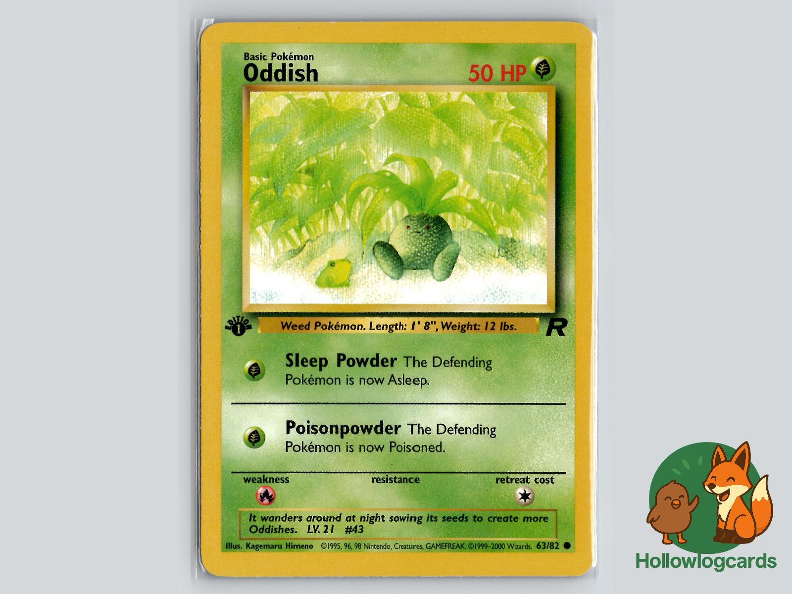 1st Edition Oddish (63/82) - Team Rocket Pokémon Card