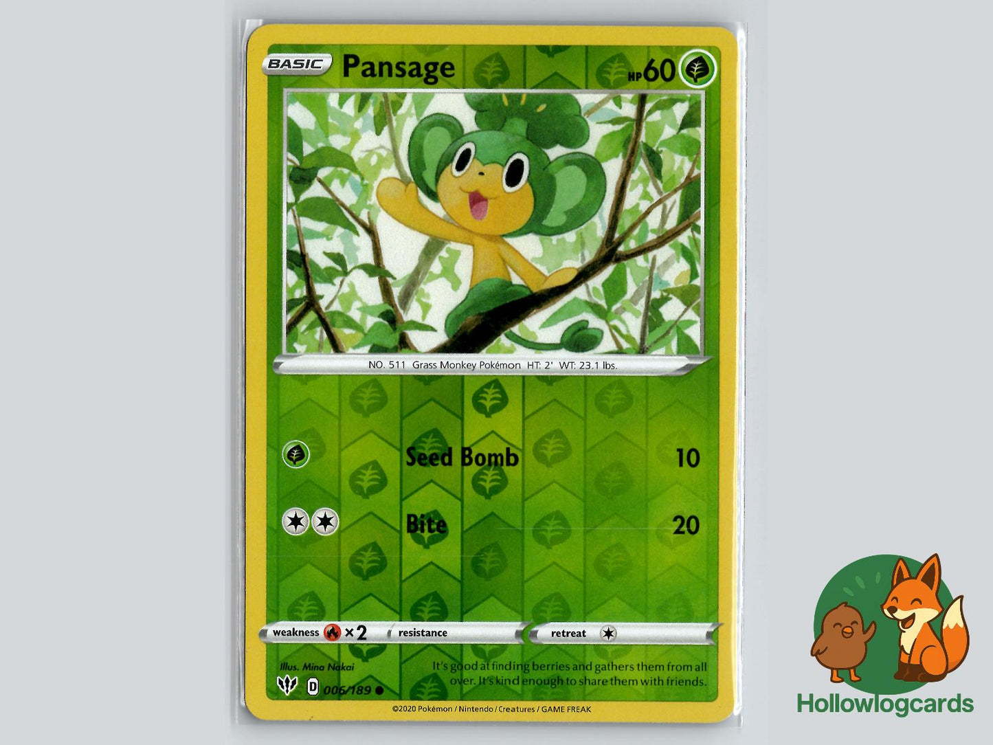 Pansage (006/189) - Darkness Ablaze Pokémon Card