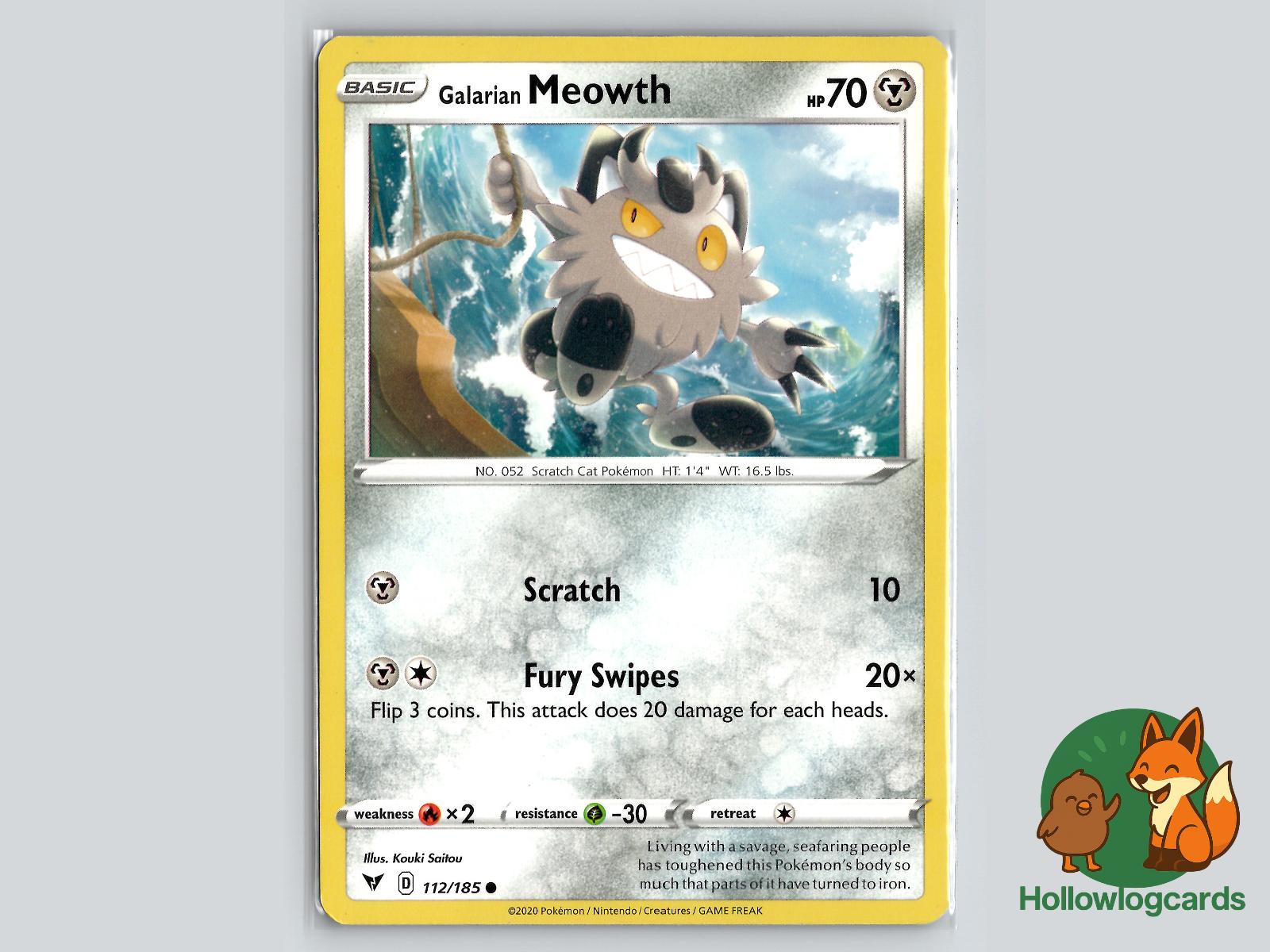 Galarian Meowth (112/185) - Vivid Voltage Pokémon Card