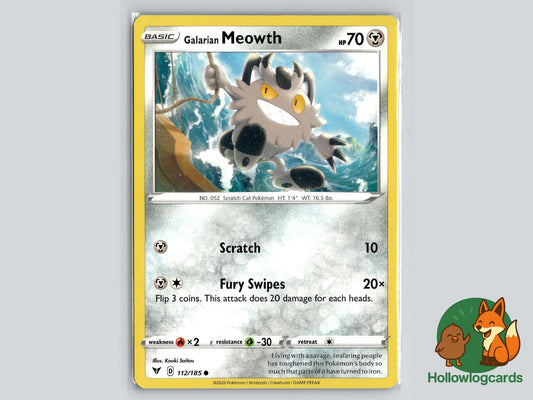 Galarian Meowth (112/185) - Vivid Voltage Pokémon Card