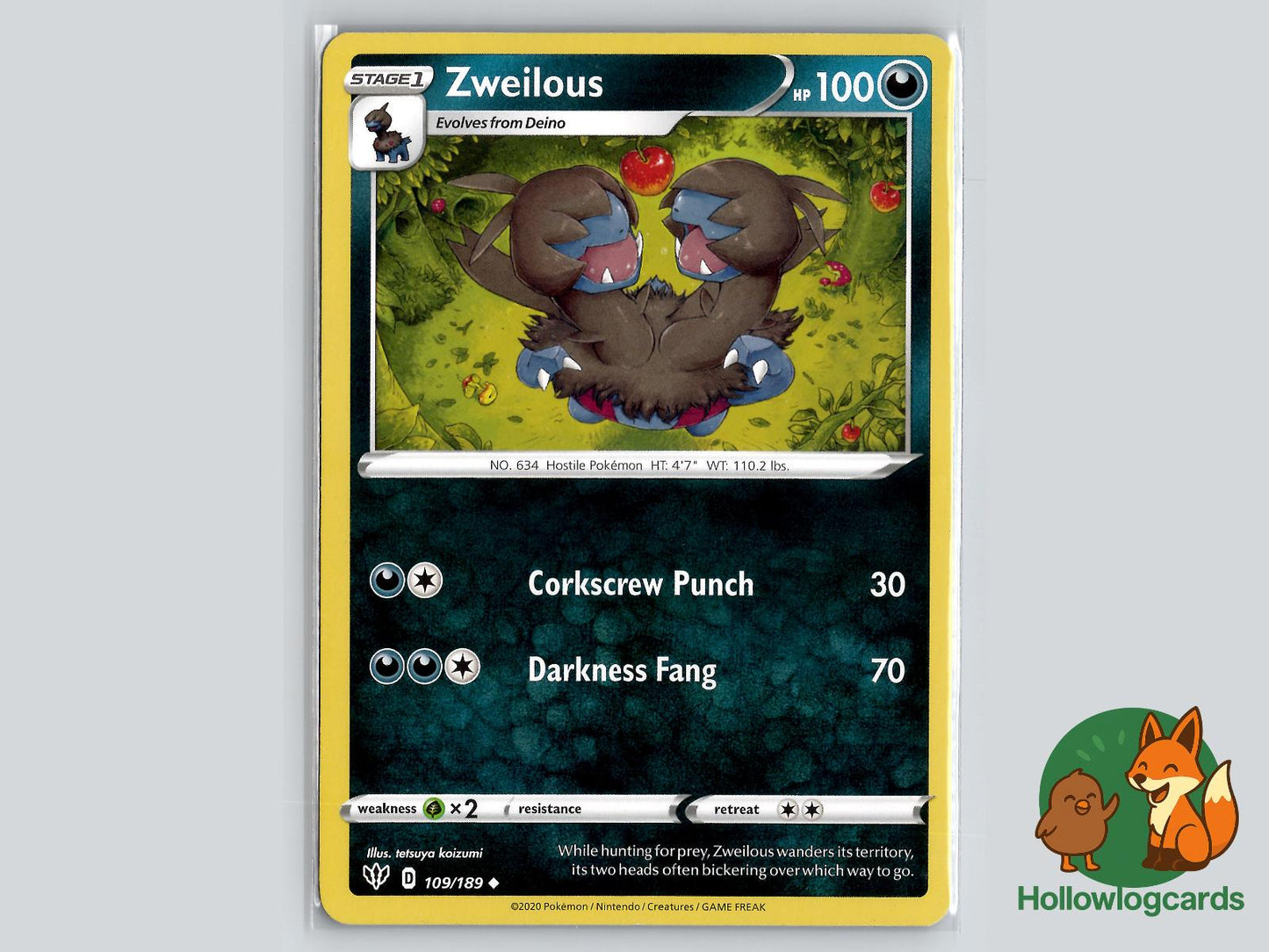 Zweilous (109/189) - Darkness Ablaze Pokémon Card