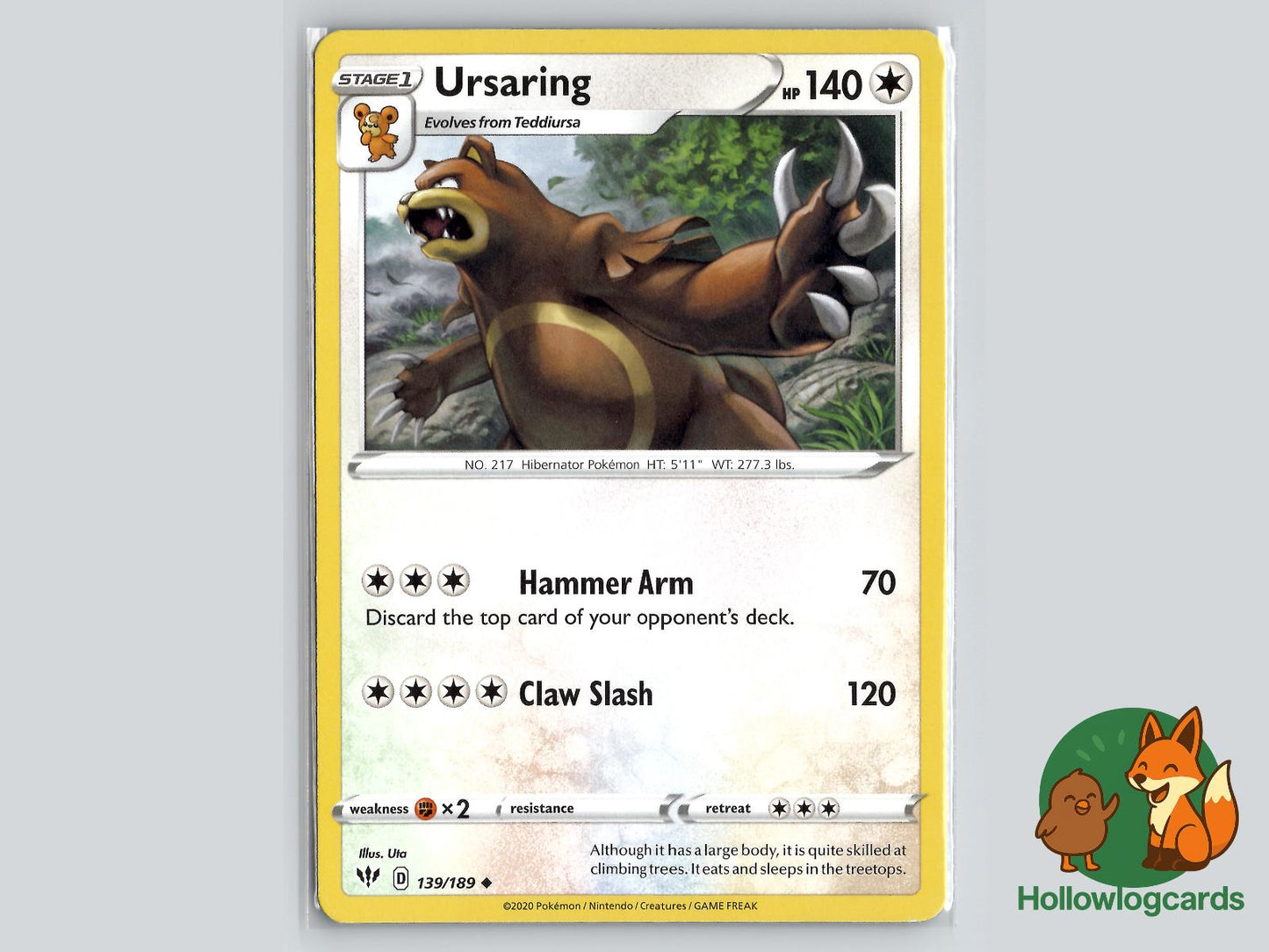 Ursaring (139/189) - Darkness Ablaze Pokémon Card