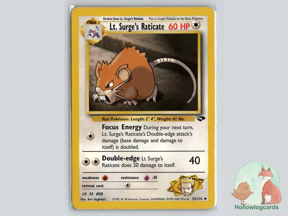 Lt. Surge's Raticate (53/132) - Gym Challenge Pokémon Card