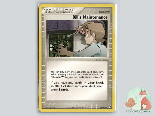 Bill's Maintenance (71/100) - Crystal Guardians Pokémon Card