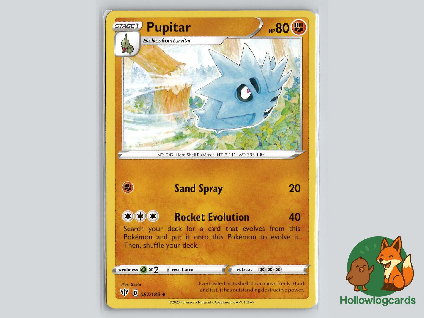 Pupitar (087/189) - Darkness Ablaze Pokémon Card