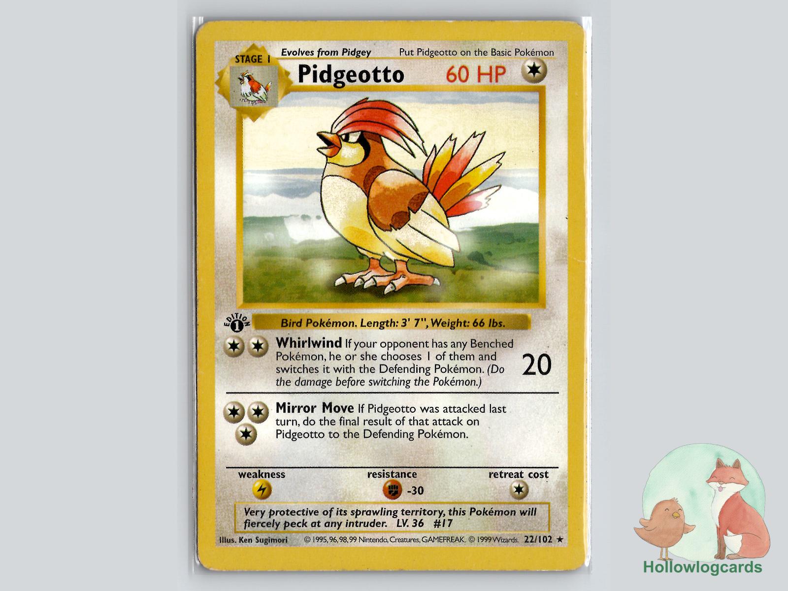 1st Edition Pidgeotto (22/102) - Base Pokémon Card