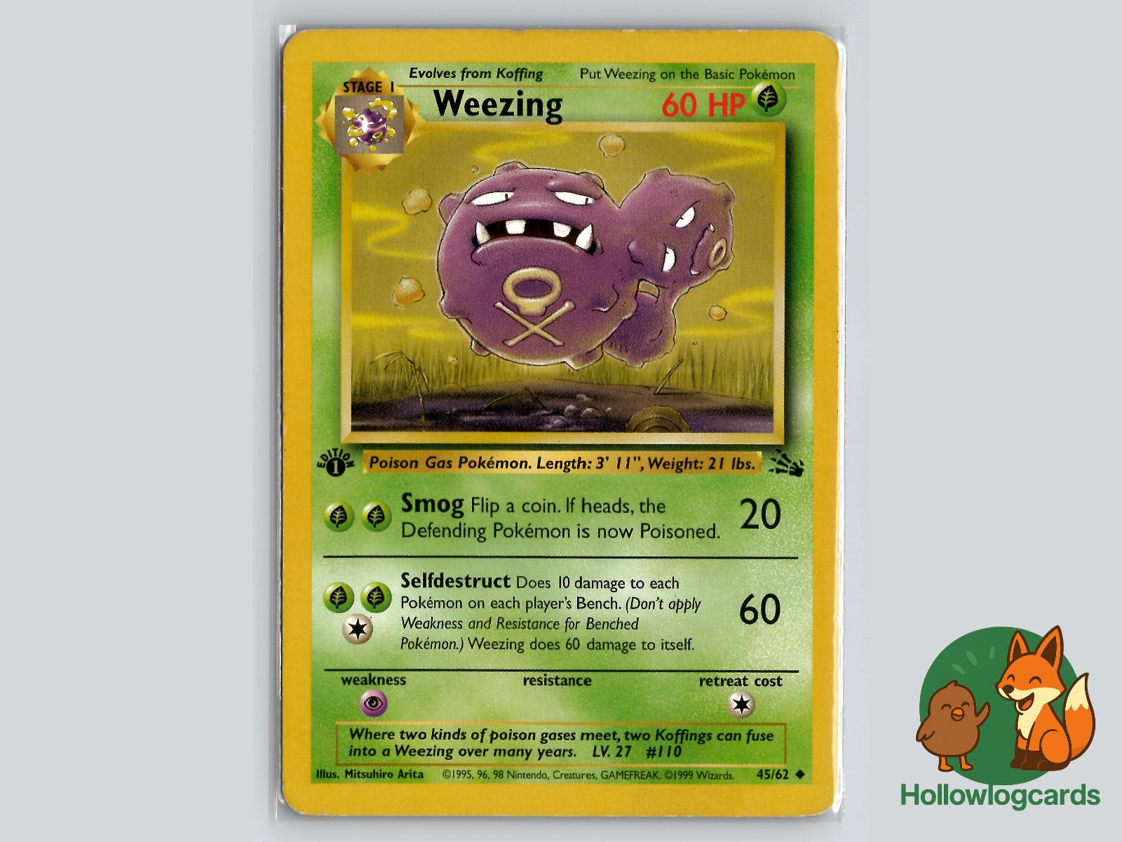 1st Edition Weezing (45/62) - Fossil Pokémon Card