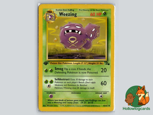 1st Edition Weezing (45/62) - Fossil Pokémon Card