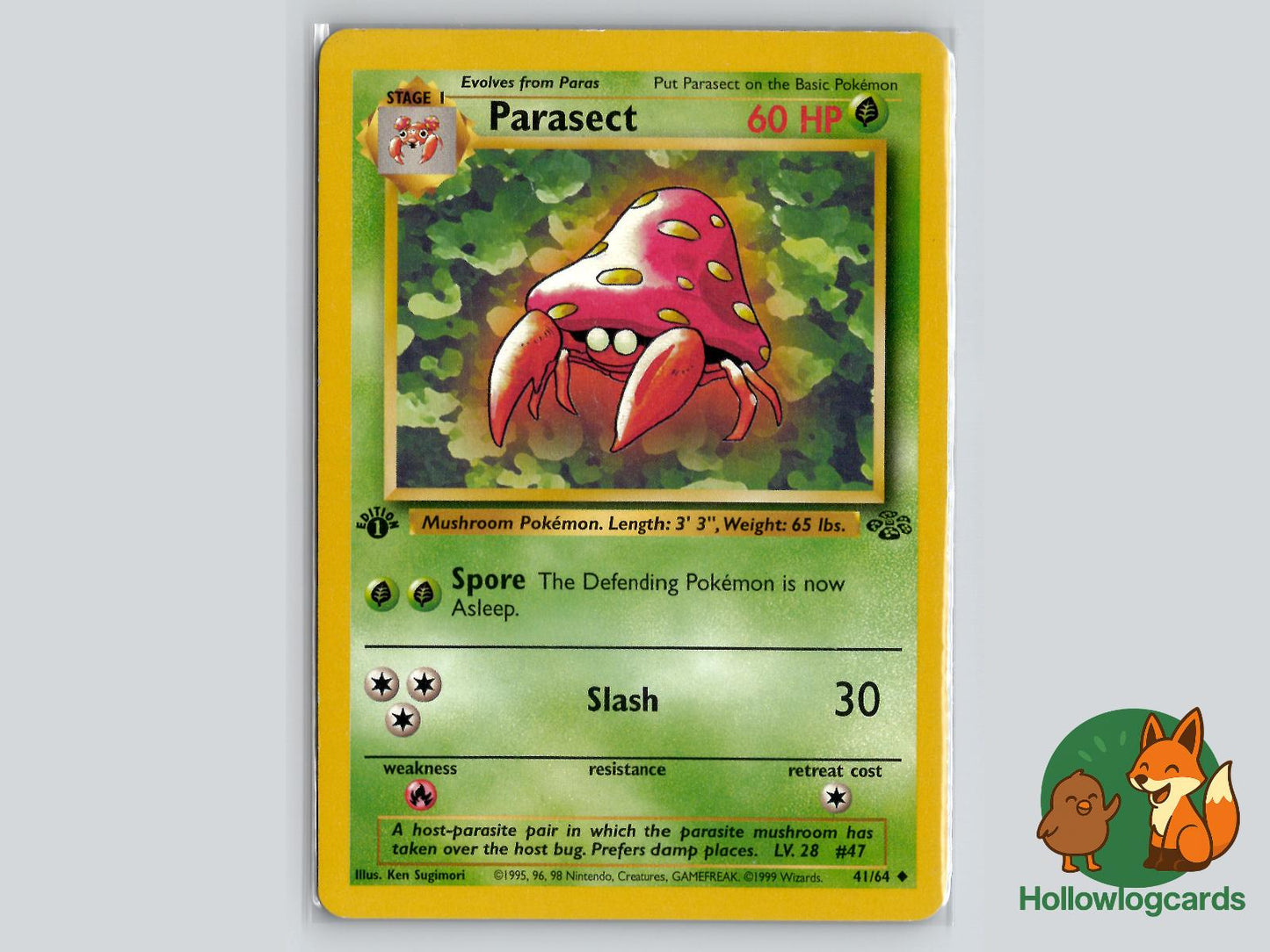 1st Edition Parasect (41/64) - Jungle Pokémon Card