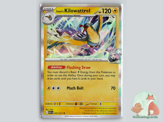 Iono's Kilowattrel (072/217) Pokémon Card