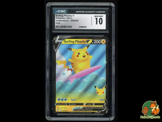 Graded Surfing Pikachu V (008/025) Pokémon Card