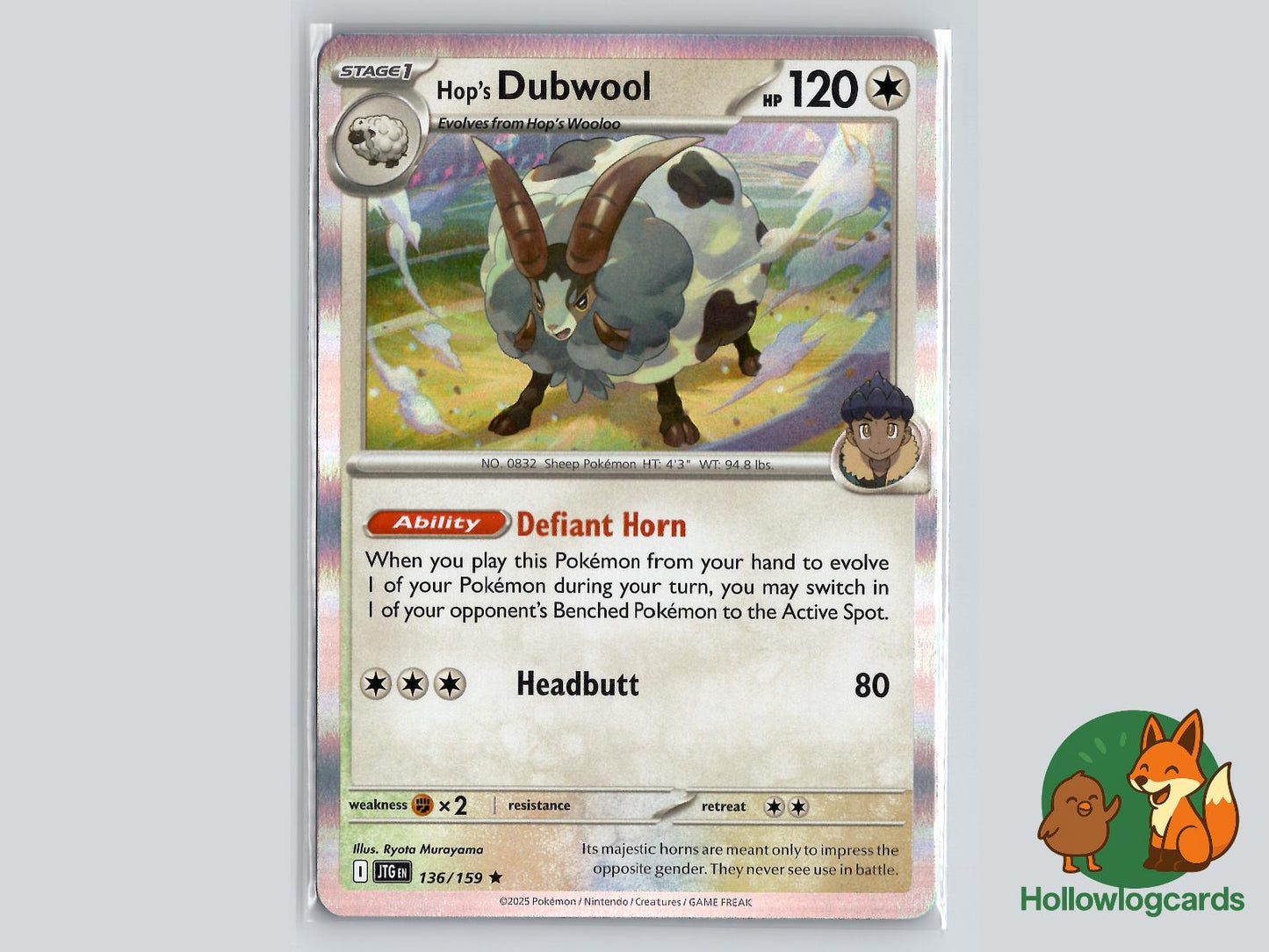 Hop's Dubwool (136/159) - Journey Together Pokémon Card