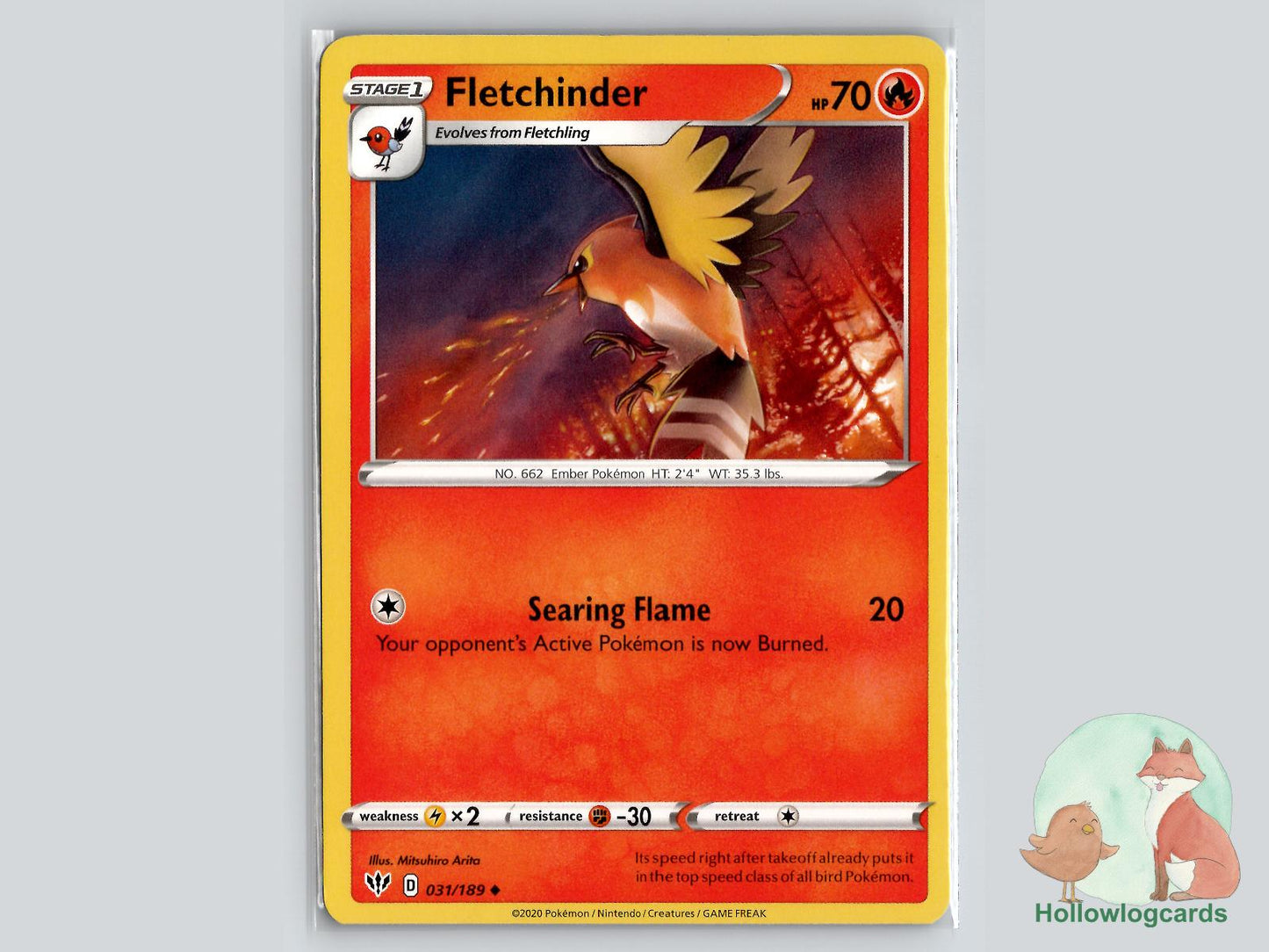 Fletchinder (031/189) - Darkness Ablaze Pokémon Card