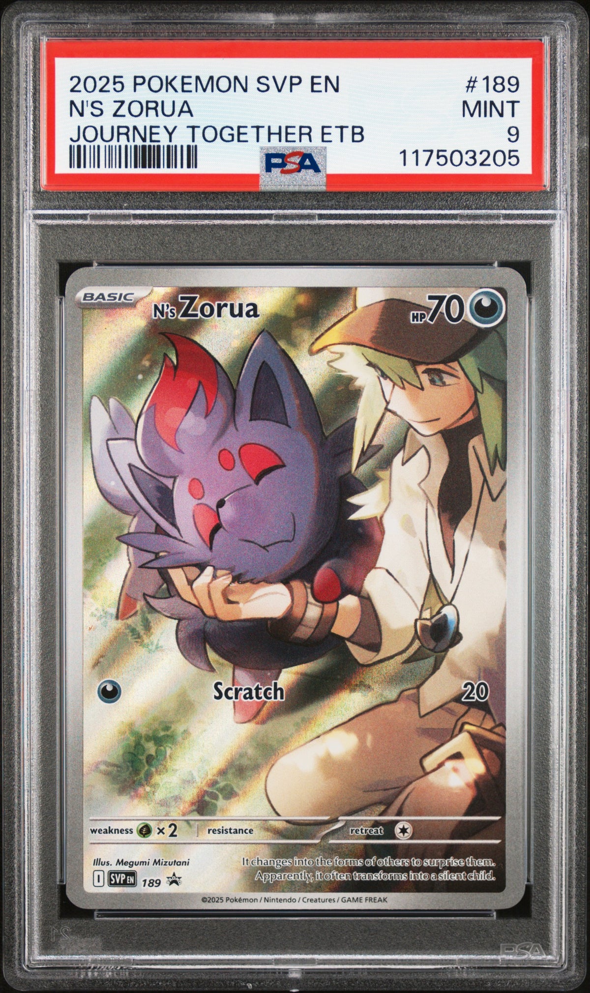 Graded N's Zorua (189) Journey Together Elite Trainer Box - PSA Mint 9
