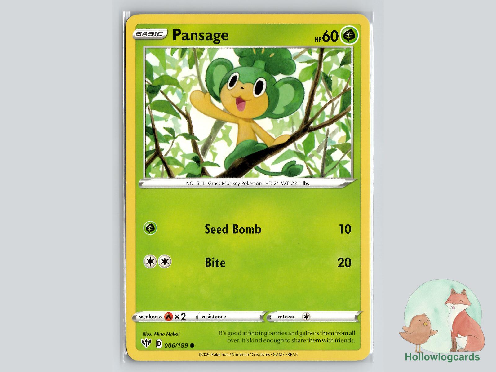 Pansage (006/189) - Darkness Ablaze Pokémon Card