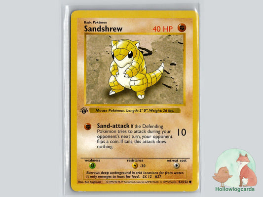 1st Edition Sandshrew (62/102) - Base Pokémon Card