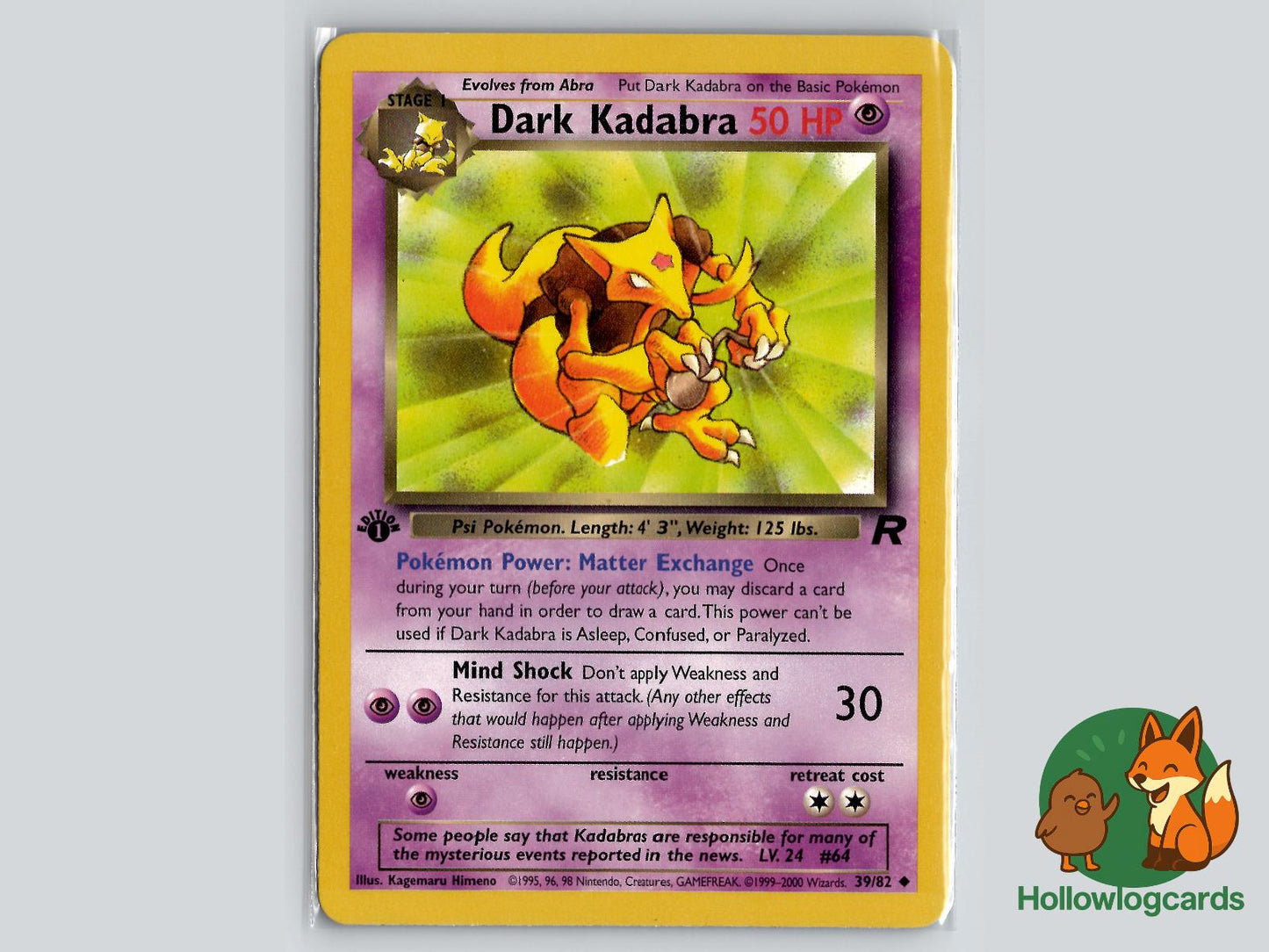 1st Edition Dark Kadabra (39/82) - Team Rocket Pokémon Card
