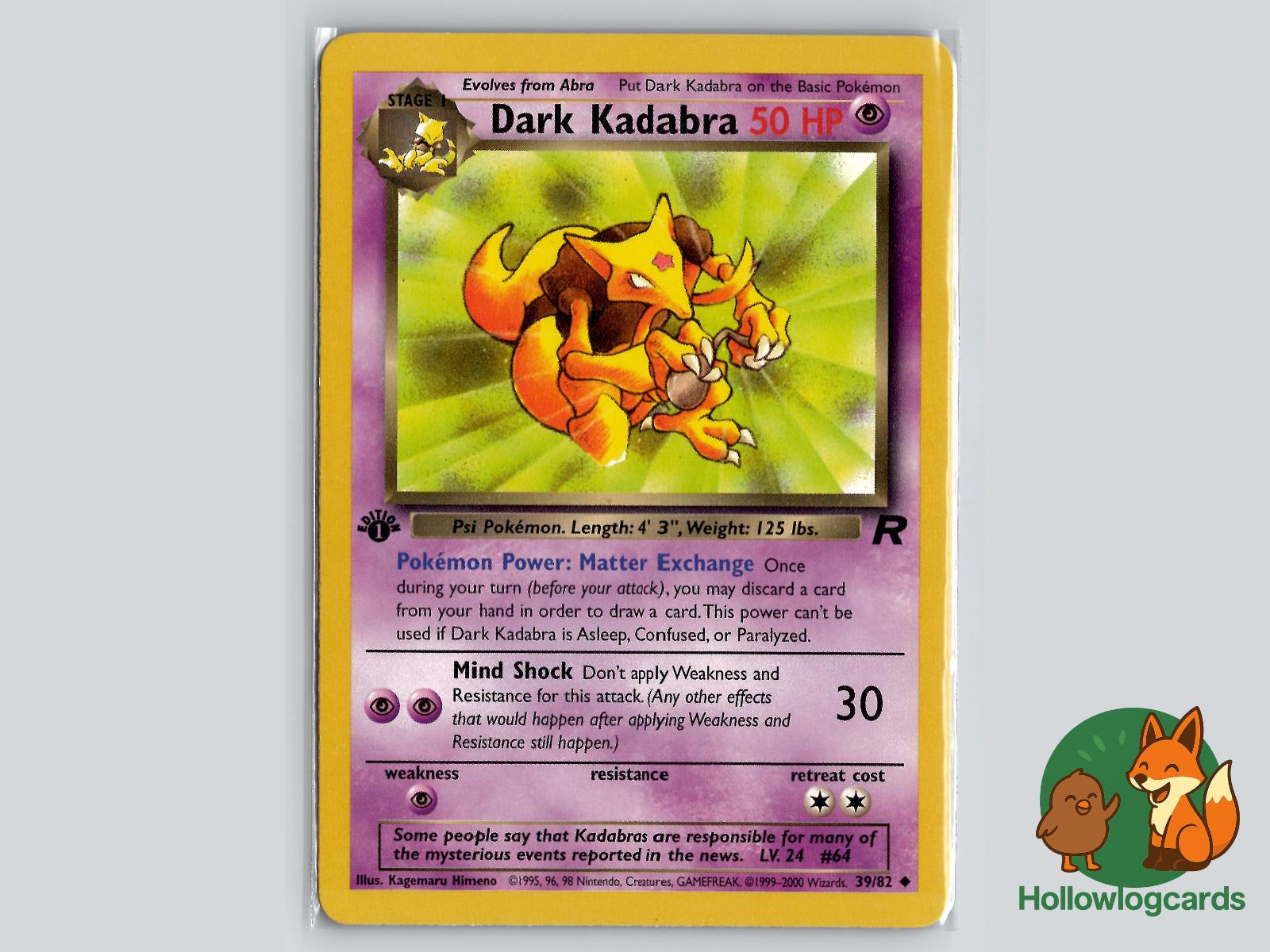 1st Edition Dark Kadabra (39/82) - Team Rocket Pokémon Card