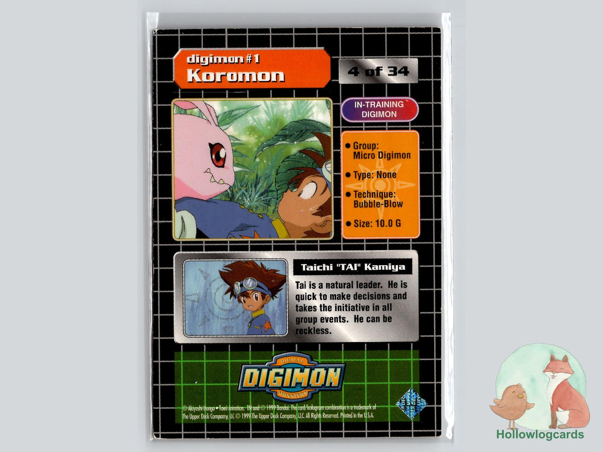 Tai & Koromon #1 (4/34) Exclusive Preview Stamped - 1999 Upper Deck Digimon