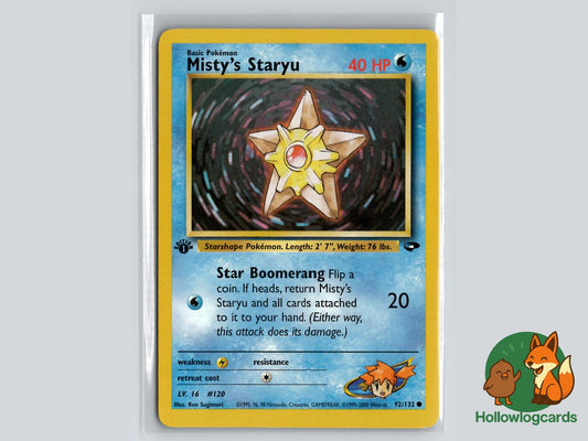 1st Edition Misty's Staryu (92/132) - Gym Challenge Pokémon Card