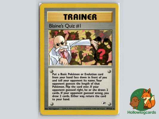 Blaine's Quiz #1 (97/132) - Gym Heroes Pokémon Card