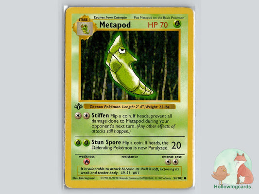 1st Edition Metapod (54/102) - Base Pokémon Card