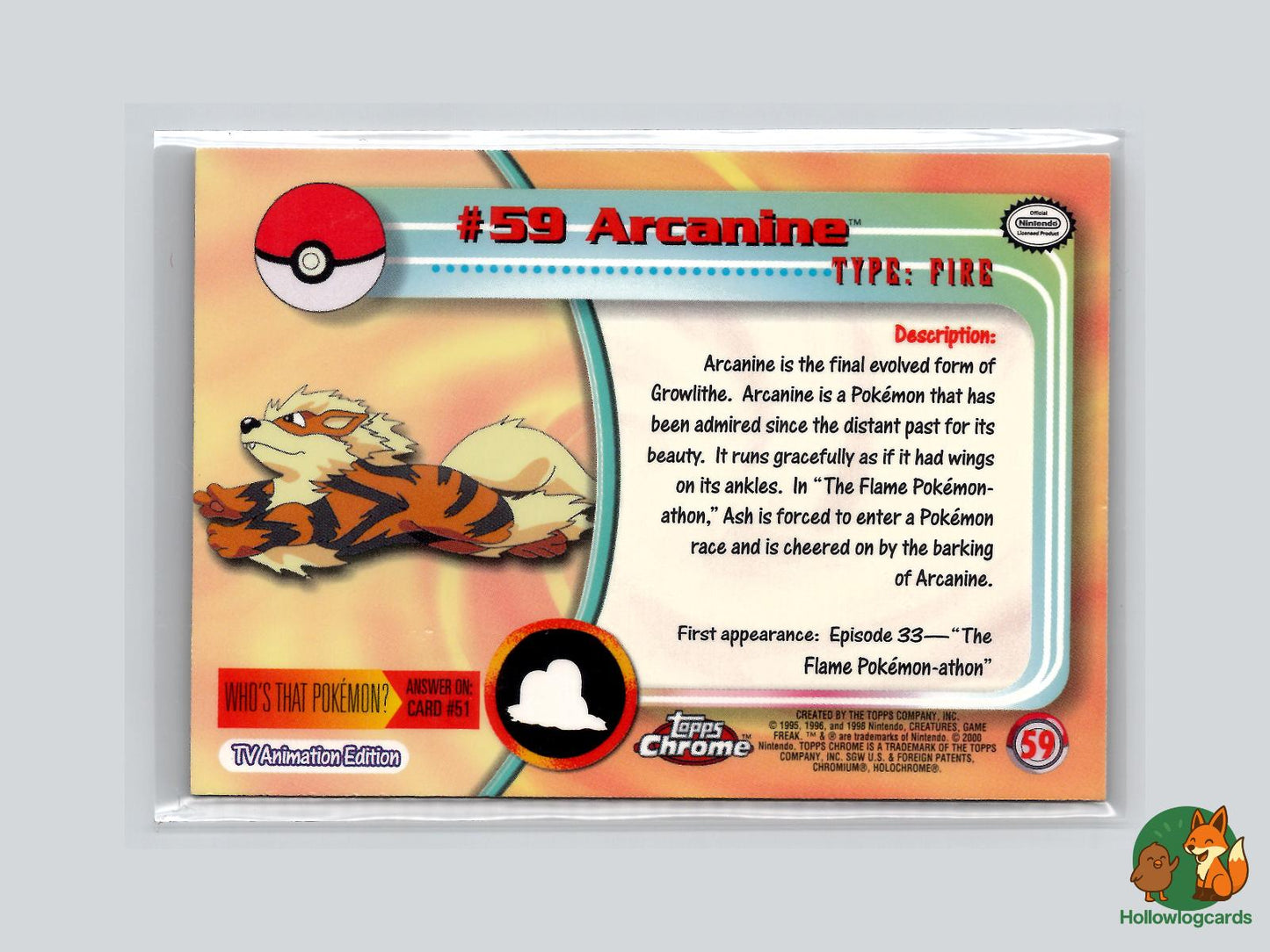 Arcanine (#59) Rainbow Chrome - Topps Chrome Trading Cards Series 1